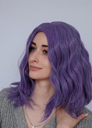 Фиолетовый парик имитация роста волос