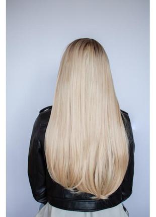Парик блондинка колорированние с челкой