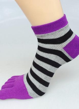 Шкарпетки з пальцями смугасті muqgew 36-40 фіолетовий1 фото