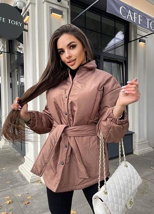 До -25&deg; зима! куртка рубашка с поясом короткая теплая шоколад кэмел коричневая мокко