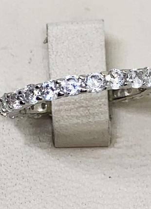 Перстень срібне з кубічним цирконієм "доріжка" 19 2,76