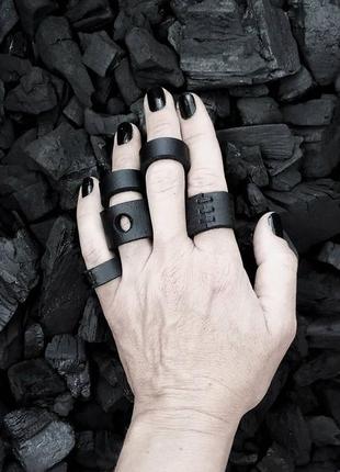 Кольца минимализм, сет \ набор кожаных колец от украинского бренда