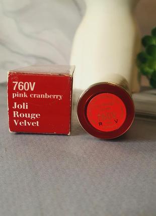 Оригінал матова помада для губ clarins joli rouge velvet matte lipstick 760v pink cranberry  оригинальный  матовая помада4 фото