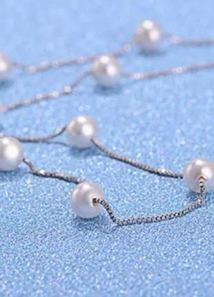 Милое ожерелье- чокер с бусинами искусственного жемчуга3 фото