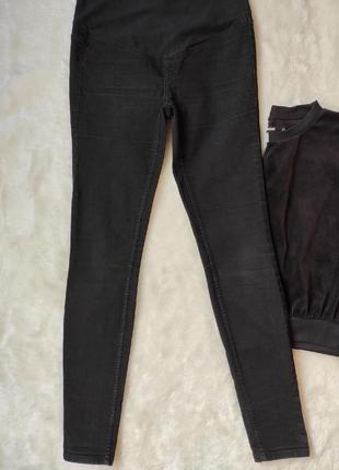 Черные джинсы скинни стрейч для беременных с резинкой вставкой для живота американки h&m mama slim3 фото