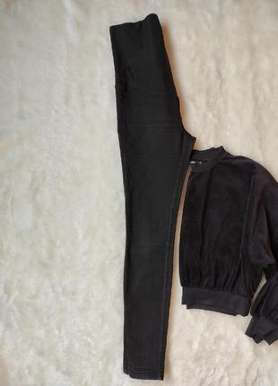 Черные джинсы скинни стрейч для беременных с резинкой вставкой для живота американки h&m mama slim4 фото