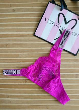 Трусики стрінги із камінчиками стразами по боках оригінал victoria´s secret