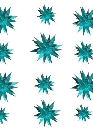 Гірлянда святкова для декору 3d зірки блакитні з фольги+подарунок