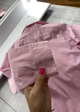 Розовая котоновая рубашка на пуговицах в стиле zara10 фото