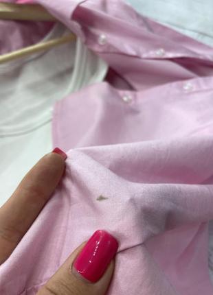 Розовая котоновая рубашка на пуговицах в стиле zara9 фото