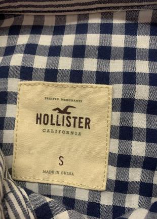 Женская рубашка hollister в бело-синюю клетку размер s5 фото