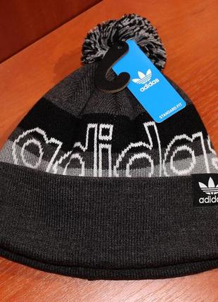 Adidas originals pom 3.0 grey beanie ey0745 unisex оригінал шапка5 фото