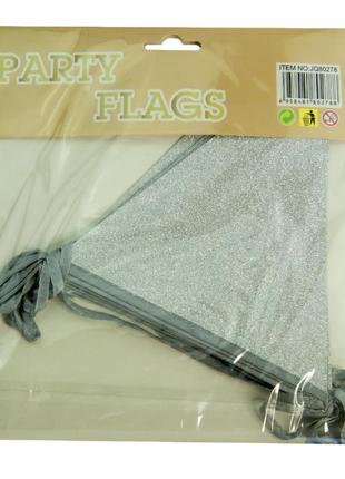 Гірлянда святкова прапорці срібного кольору з гліттером + подарунок2 фото