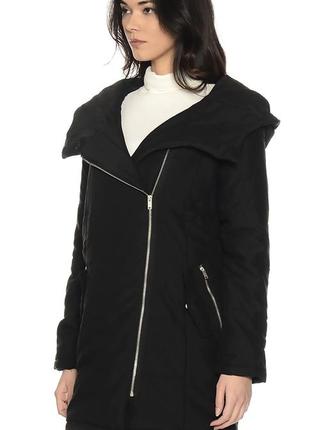 Пальто парка пуховик демисезон s чёрный тёплая зима vero moda