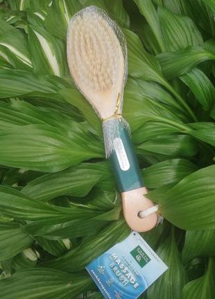 Щетка для тела двухсторонняя с длинной ручкой, щетка для сухого массажа