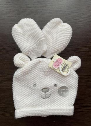 Набір для малюка шапочка і рукавички 12-18 міс.