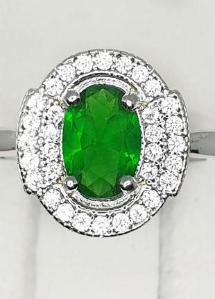 Кольцо серебряное с зеленым агатом 17 2,83 г
