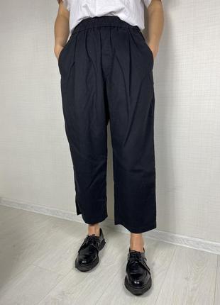 Cos брюки штани джинси бавовняні на резинці широкі в японському стилі чорні базові з кишенями
