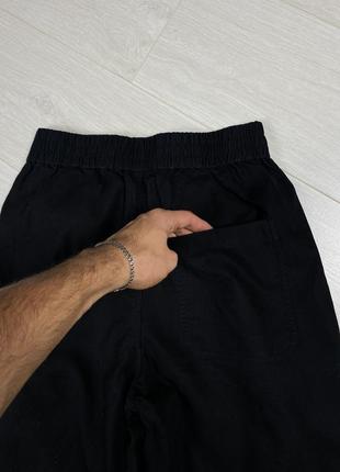 Cos брюки штани джинси бавовняні на резинці широкі в японському стилі чорні базові з кишенями10 фото