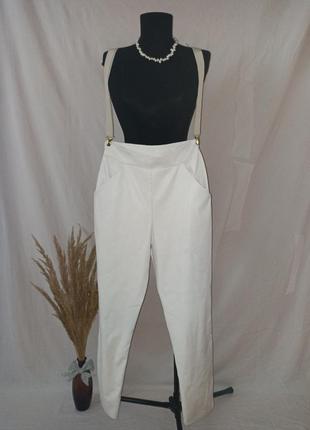 Кожані шкіряні штани брюки білі базові лосини