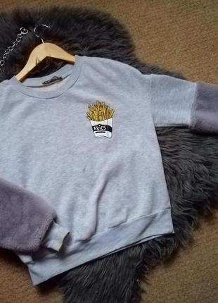 Женская кофта с мехом goldi  свитшот свитер