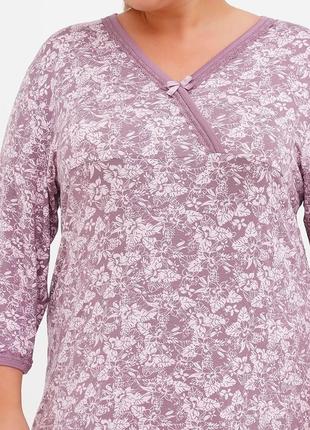 Нічна сорочка cotpark квіткова бузкова домашня трикотаж, віскоза 133764 фото