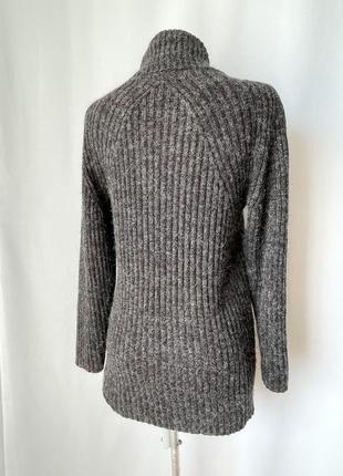 Oui винтажный теплый свитер с высоким воротом серый меланж шёлк ангора2 фото