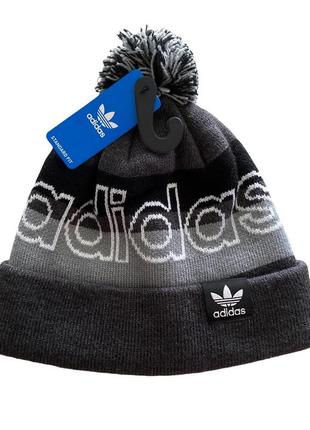 Adidas originals pom 3.0 grey beanie ey0745 unisex оригінал шапка3 фото