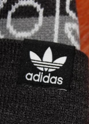 Adidas originals pom 3.0 grey beanie ey0745 unisex оригінал шапка6 фото