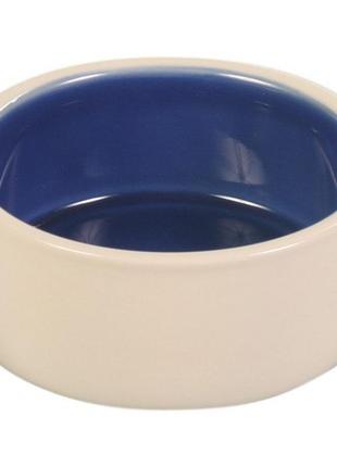 Миска керамическая с синим дном. размер: 0,35 л/12см ( trixie tx-2450)