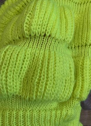 Желтый укороченый свитер вязаный короткий неон6 фото