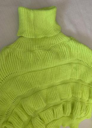 Желтый укороченый свитер вязаный короткий неон5 фото