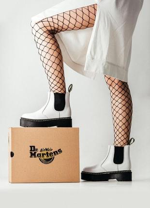 Женские кожаные ботинки с мехом челси dr.martens