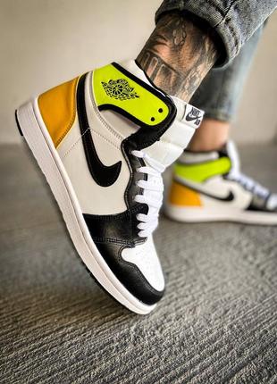 Кросівки nike air jordan 1 high white black yellow