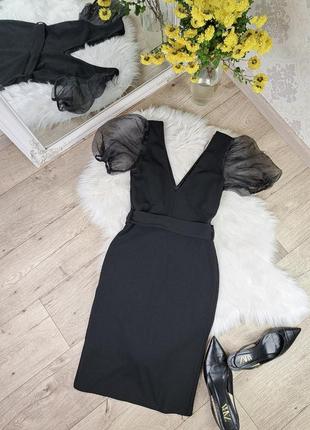 Брендова ніжна стильна чорна сукня с об'ємними рукавами new look🖤6 фото