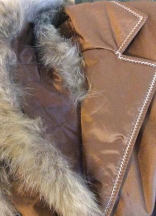 Утеплена куртка євро зима з шкіряними вставками і відстібними хутряним коміром5 фото