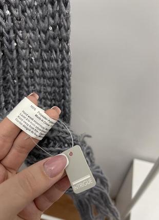 Сірий вязаний шарф3 фото