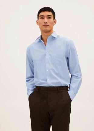 Новая рубашка в голубую полоску под запонки 'marks & spencer luxury' 52р