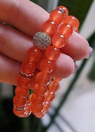 Браслет з натурального каменю халцедон