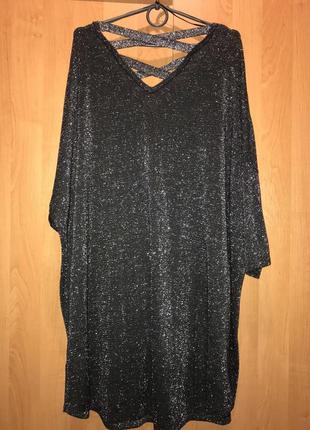 Светр свитер туника платье великий розмір большой размер блестящая блискуча з рукавом бренд3 фото