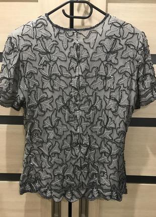 Лазурный берег  вечер винтажная шелковая блузка с бисером2 фото