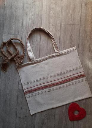 Сумка із тканини, шоппер, сумка шопер, екосумка, лляна сумка, натуральна тканина, торбинка1 фото