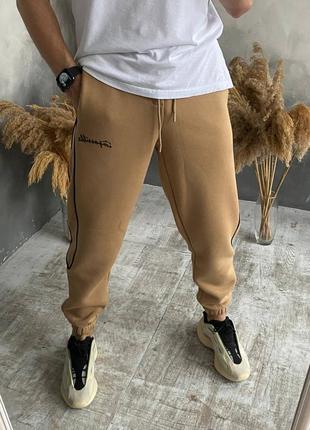 Спортивные штаны мужские базовые на флисе флис бежевый / штани чоловічі базові на флісі фліс бежевий