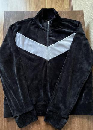 Спортивный домашний костюм велюр плюш черный2 фото