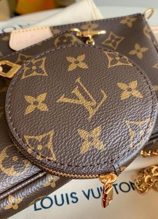 Женская коричневая сумка в стил louis vuitton луи витон multi pochette мульти пошет 3 в 16 фото