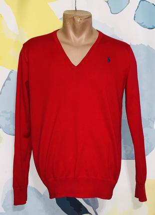 Шикарний червоний брендовий бавовняний пуловер / кофта polo ralph lauren червого кольору