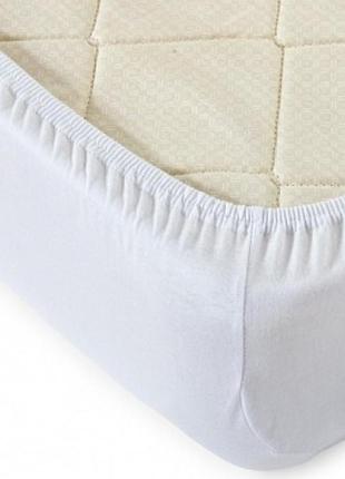 Х/б простынь на резинке белый цвет (размер 90см х 200см+30см) 23142