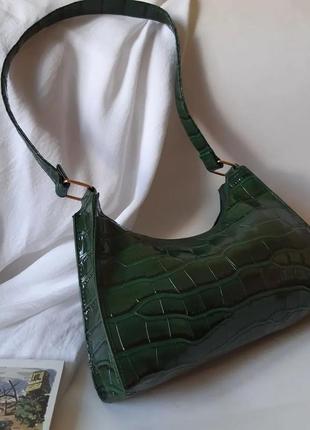 Зелена сумочка багет8 фото