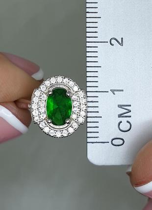 Кольцо серебряное с зеленым агатом 18 2,8 г3 фото