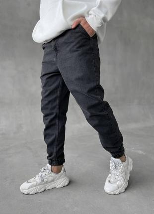 Стильні чоловічі джинси в темно-сірому кольорі на липучках1 фото